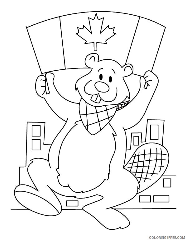 Beaver Coloring Pages Animal Printable with National Flag on Canada Day 2021 0330 Coloring4free