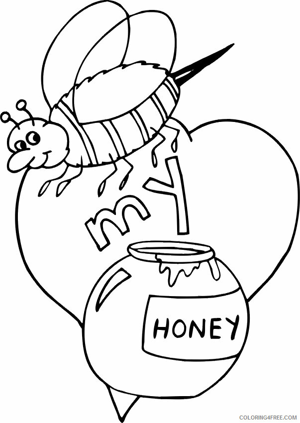 Bee Coloring Pages Animal Printable Sheets Valentine Bee my Valentine 2021 0416 Coloring4free