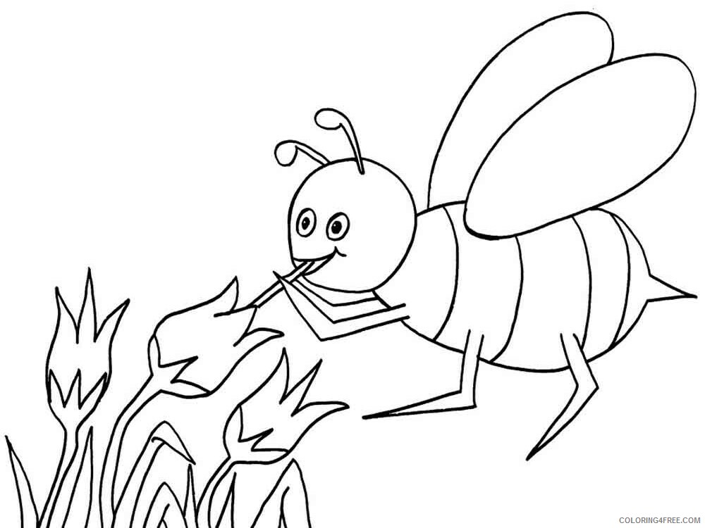 Bee Coloring Pages Animal Printable Sheets animals bee 4 2021 0400 Coloring4free