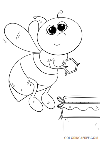 Bee Coloring Pages Animal Printable Sheets cartoon honey bee 2021 0360 Coloring4free