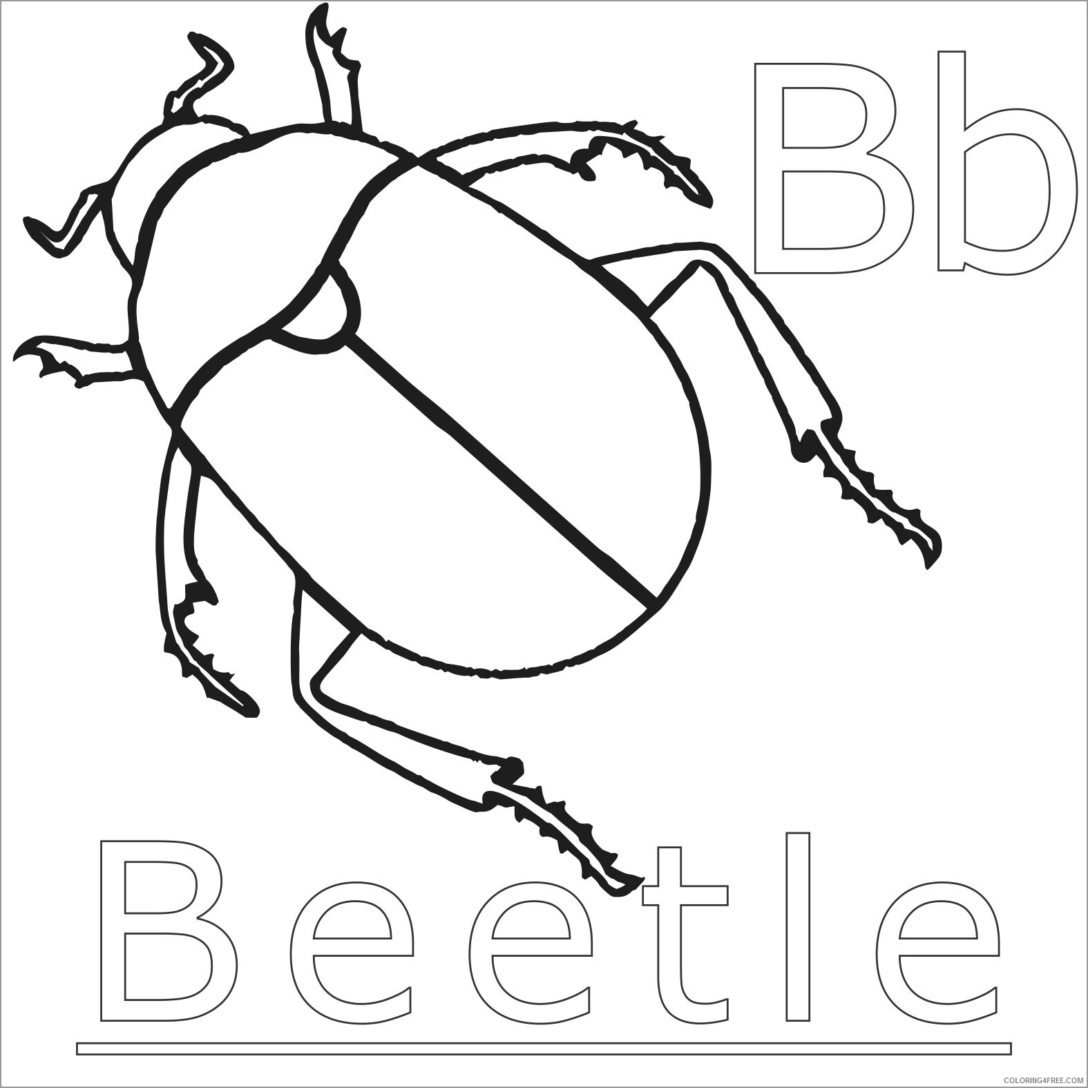 Beetles Coloring Pages Animal Printable Sheets b for beetle 2021 0429 Coloring4free