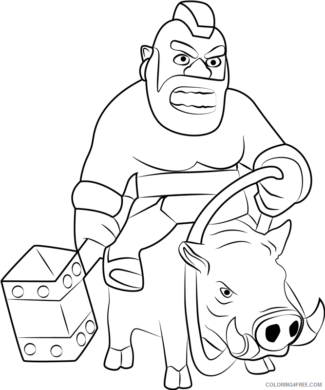 Boar Coloring Pages Animal Printable Sheets hog rider riding boar 2021 Coloring4free