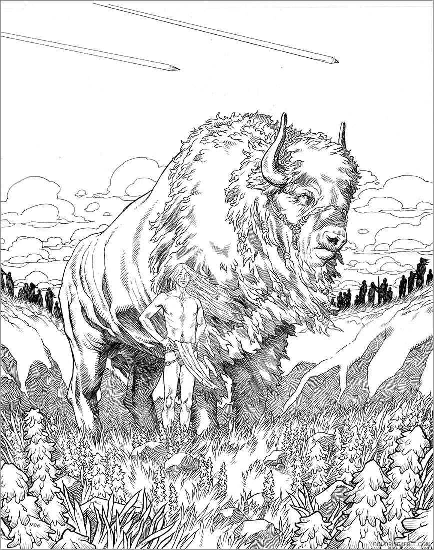 Buffalo Coloring Pages Animal Printable Sheets realistic indian buffalo 2021 0585 Coloring4free