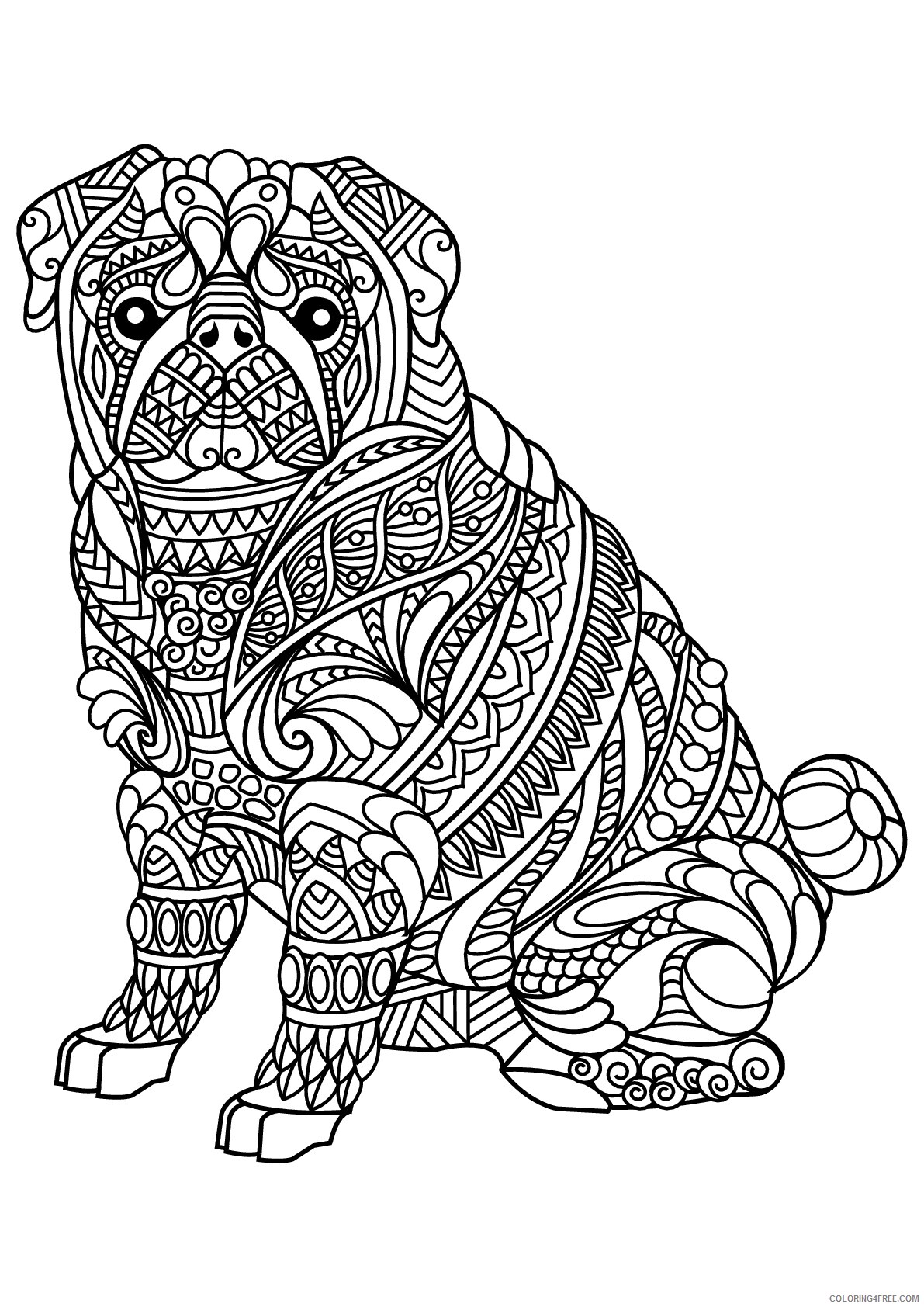 Bulldog Coloring Pages Animal Printable Sheets Zen Bulldog 2021 0630 Coloring4free