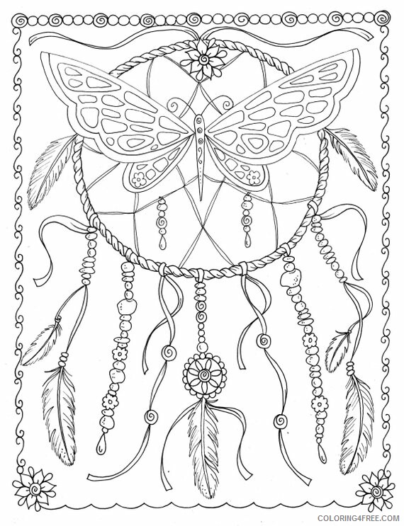 Butterfly Coloring Pages Animal Printable Sheets Butterfly Dream Catcher 2021 Coloring4free