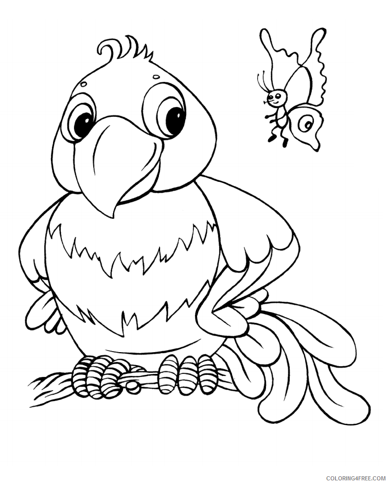 Butterfly Coloring Pages Animal Printable Sheets cartoon parrot 2021 0634 Coloring4free