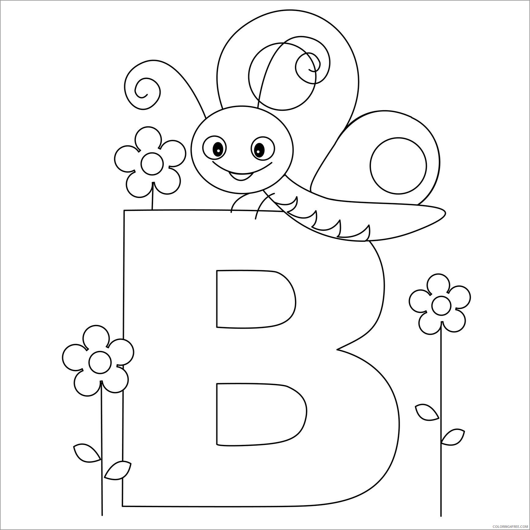 Butterfly Coloring Pages Animal Printable Sheets letter b for butterfly 2021 0709 Coloring4free