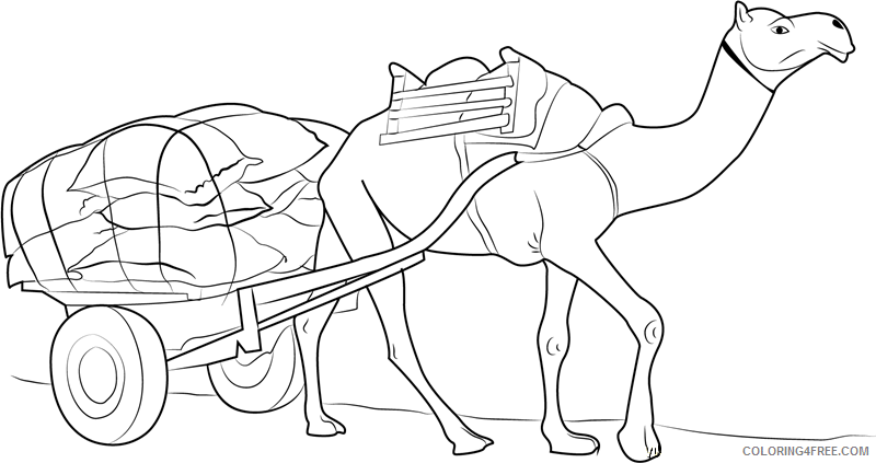 Camel Coloring Pages Animal Printable Sheets camel pulling goods 2021 Coloring4free