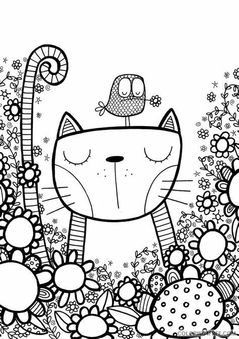 Cat Coloring Pages Animal Printable Sheets Cat Doodle 2021 0807 Coloring4free