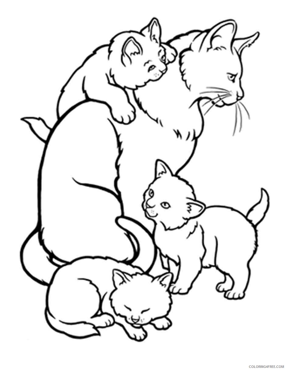 Cat Coloring Pages Animal Printable Sheets Cat Moms and Baby 2021 0817 Coloring4free