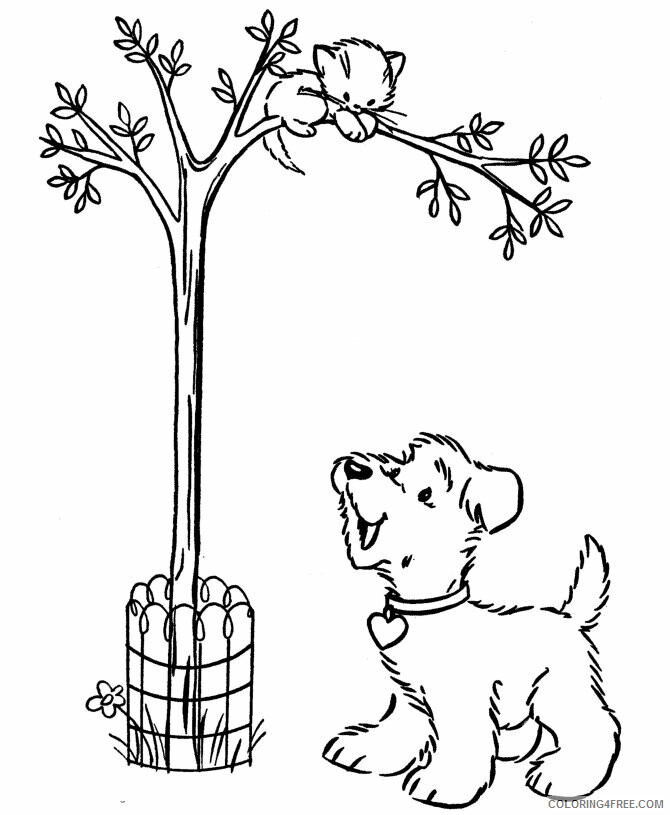 Cat Coloring Pages Animal Printable Sheets Cat in Tree 2021 0814 Coloring4free