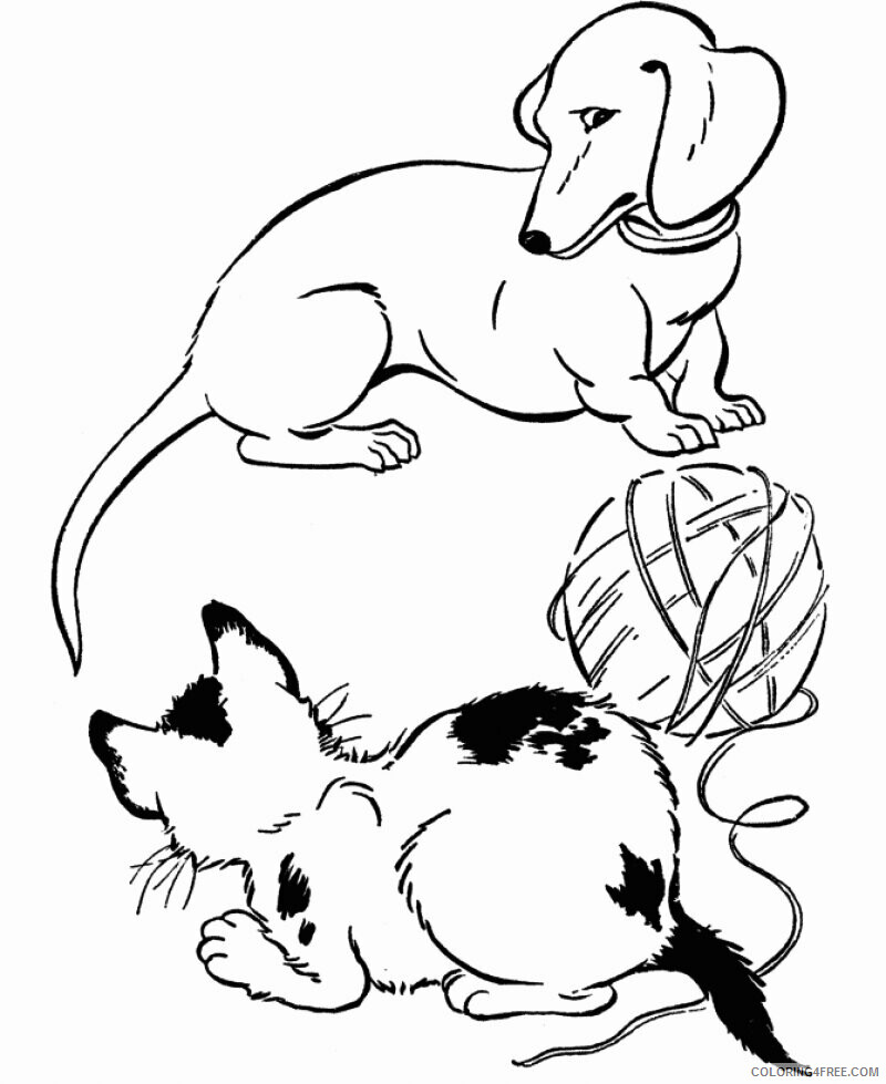 Cat Coloring Pages Animal Printable Sheets Dachshund Dog and Cat 2021 0872 Coloring4free