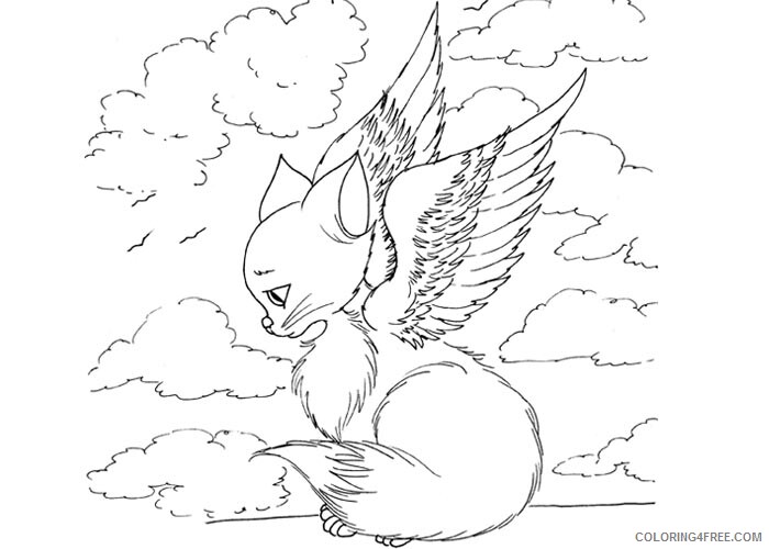 Cat Coloring Pages Animal Printable Sheets Flying cat 2021 0873 Coloring4free