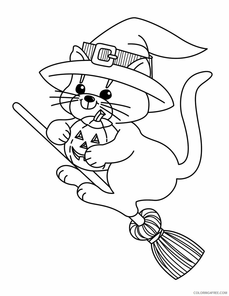 Cat Coloring Pages Animal Printable Sheets Witch Cat Halloween 2021 0900 Coloring4free