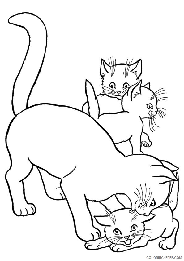 Cat Coloring Pages Animal Printable Sheets cat with kittens 2021 0833 Coloring4free