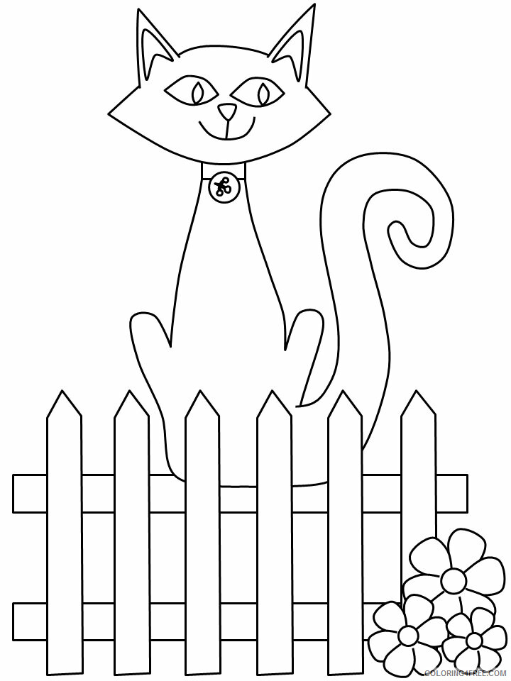 Cat Coloring Pages Animal Printable Sheets catfence 2021 0809 Coloring4free