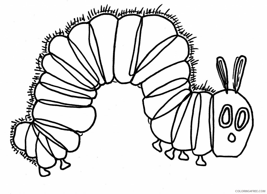 Caterpillar Coloring Pages Animal Printable Very Hungry Caterpillar Free 2021 Coloring4free