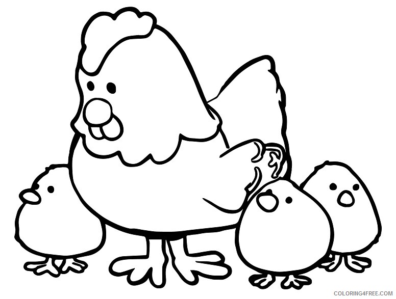 Chick Coloring Pages Animal Printable Sheets hen and chicks cartoon 2021 1027 Coloring4free