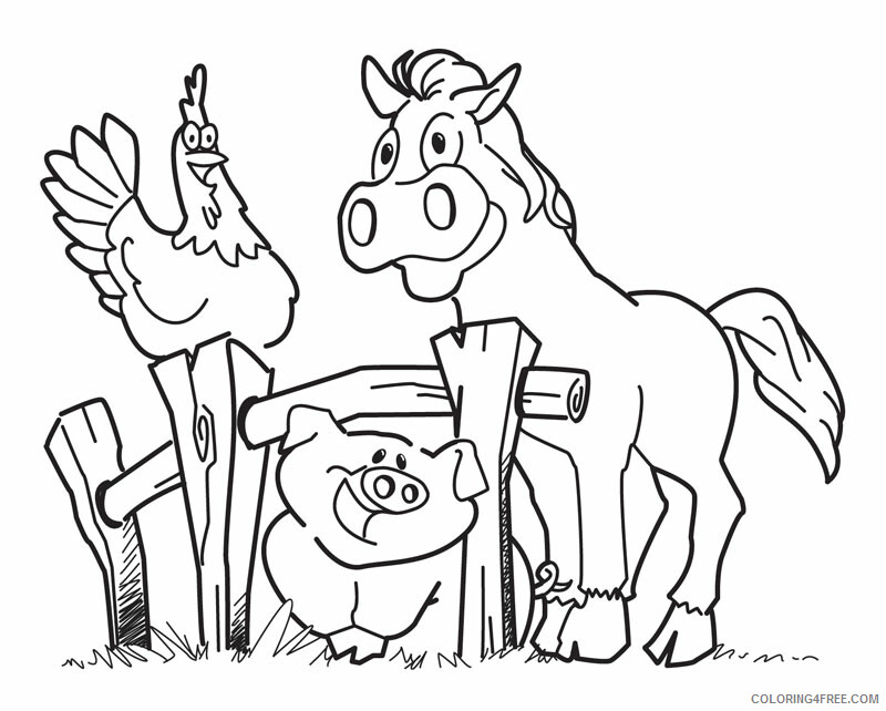Chicken Coloring Pages Animal Printable Sheets Horse Pig Chicken Farm 2021 1063 Coloring4free