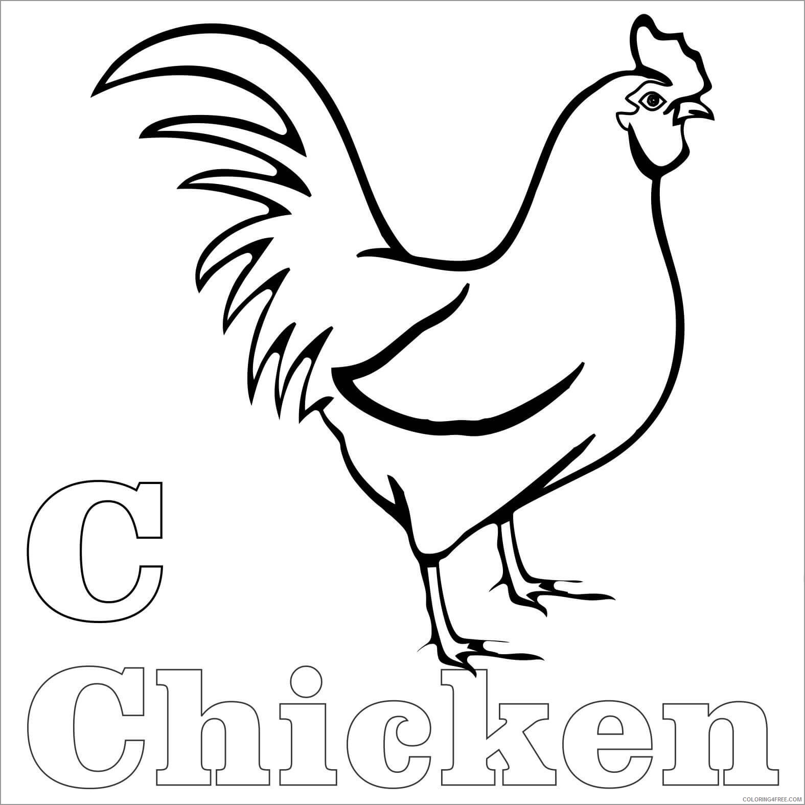 Chicken Coloring Pages Animal Printable Sheets c for chicken 2021 1042 Coloring4free