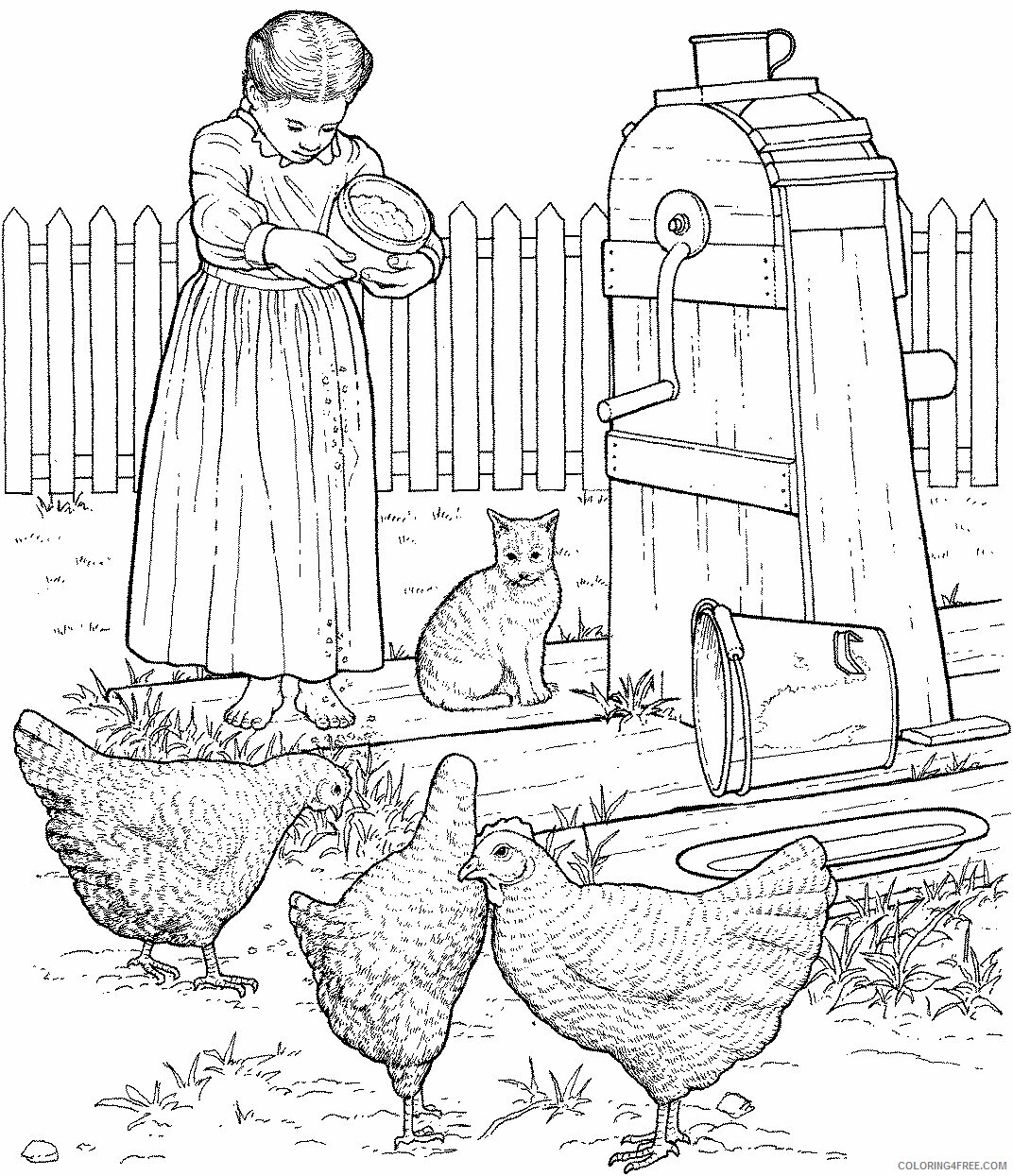 Chicken Coloring Pages Animal Printable Sheets chicken in farm 2021 1049 Coloring4free