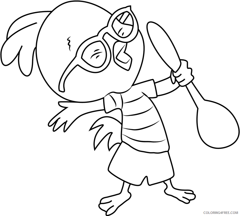 Chicken Coloring Pages Animal Printable Sheets chicken little holding spoon 2021 Coloring4free