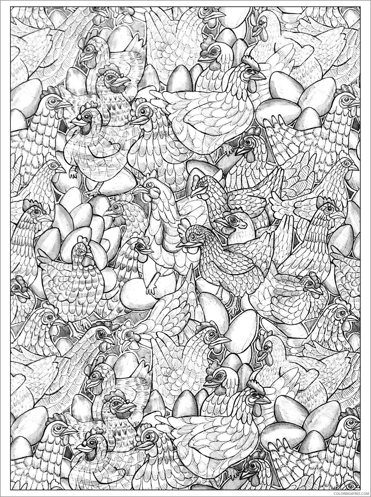 Chicken Coloring Pages Animal Printable Sheets mandala chicken 2021 1067 Coloring4free