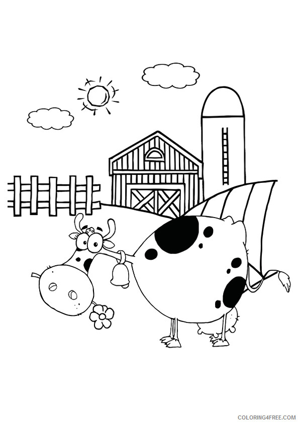 Cow Coloring Pages Animal Printable Sheets cow at its farm 2021 1172 Coloring4free