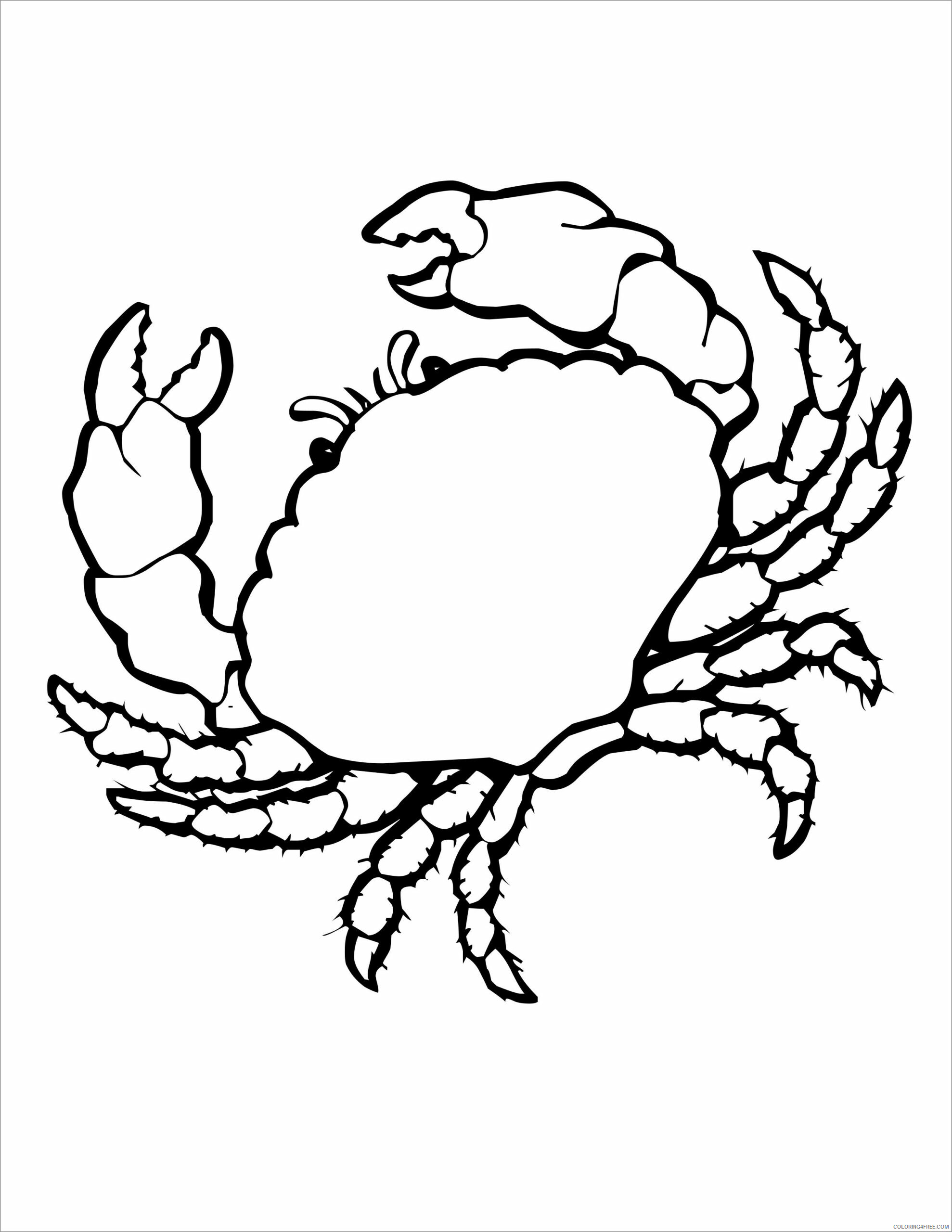 Crab Coloring Pages Animal Printable Sheets realistic crab to print 2021 1251 Coloring4free