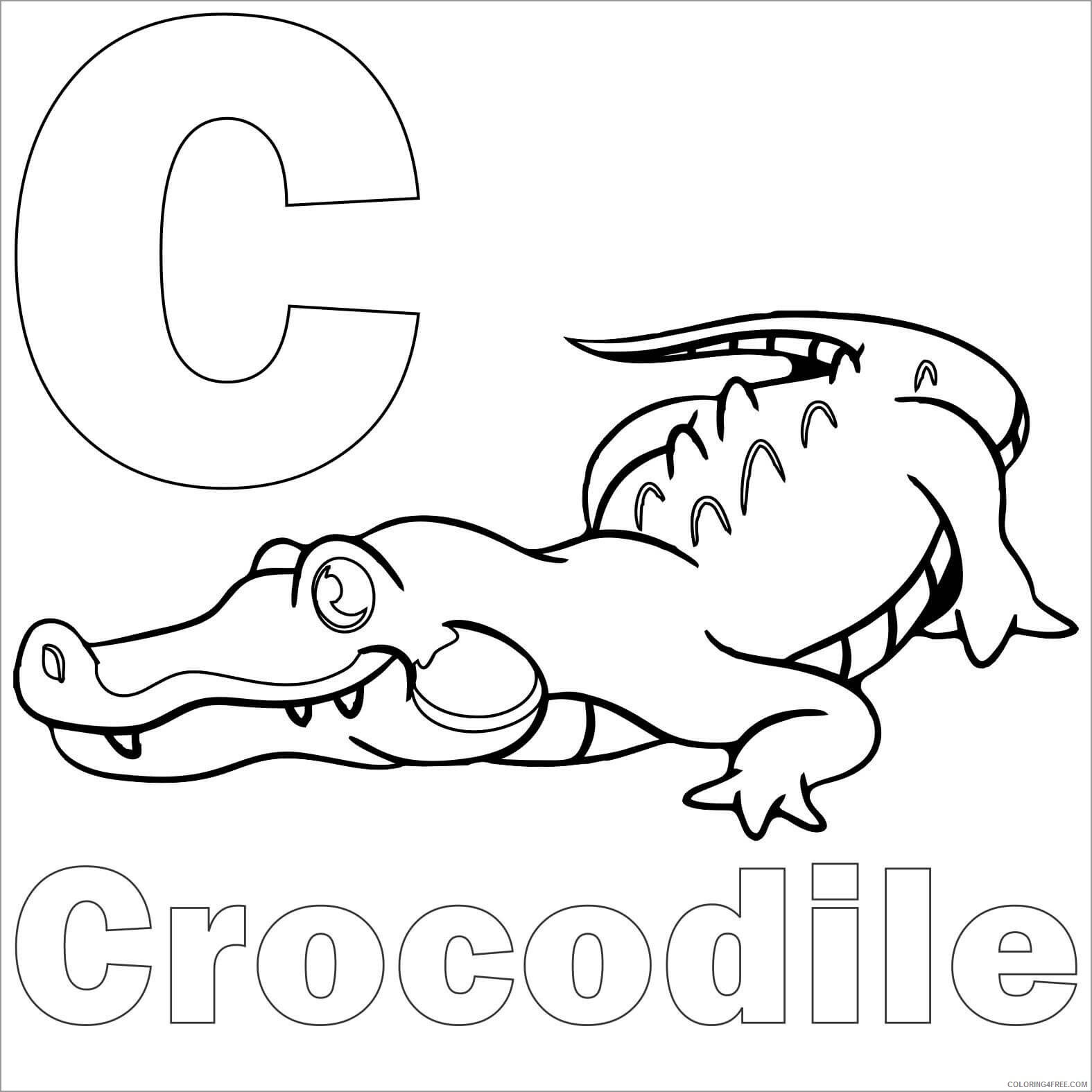Crocodile Coloring Pages Animal Printable Sheets c for crocodile for kids 2021 1295 Coloring4free