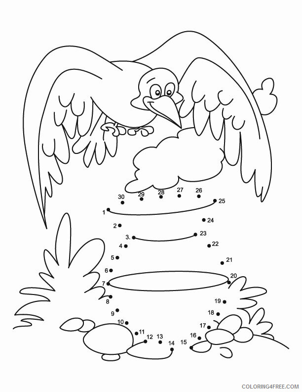 Crows Coloring Pages Animal Printable Sheets Crow Connect the Dots 2021 1336 Coloring4free
