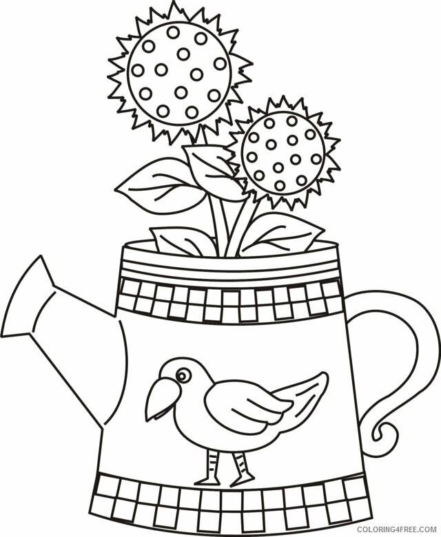 Crows Coloring Pages Animal Printable Sheets Crow Watering Can 2021 1345 Coloring4free