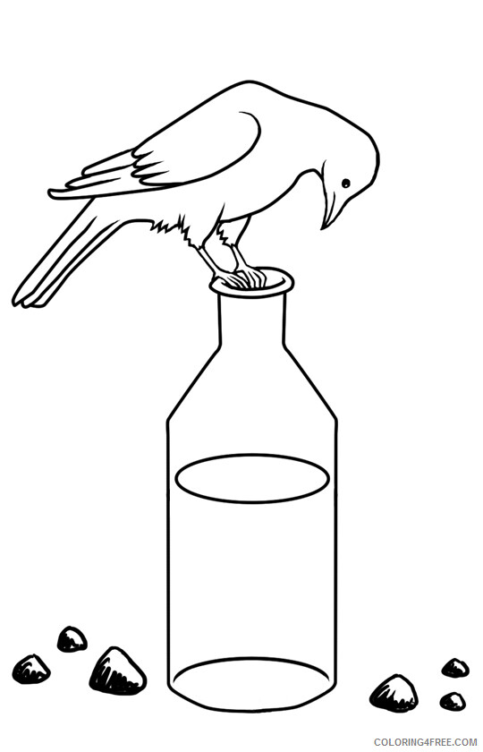 Crows Coloring Pages Animal Printable Sheets Crow on a Bottle 2021 1337 Coloring4free