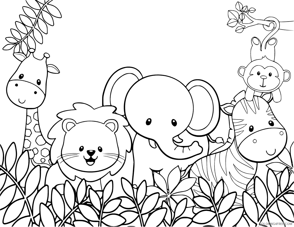 Cute Animal Coloring Pages Animal Printable Sheets Cute Jungle Animals 2021 1388 Coloring4free