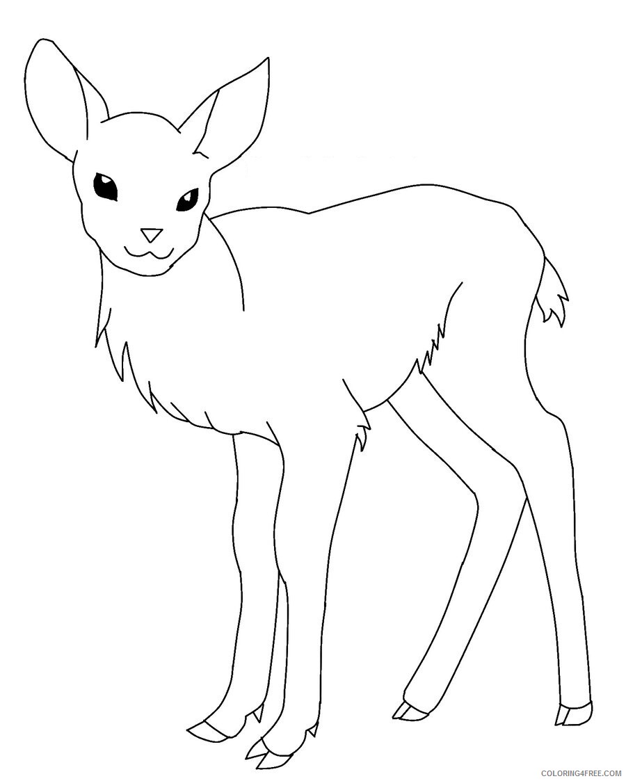 Deer Coloring Pages Animal Printable Sheets Baby Deer 2021 1416 Coloring4free