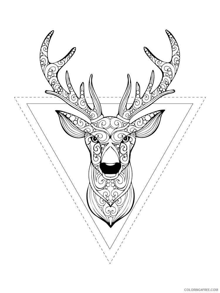 Deer Head Coloring Pages Animal Printable Sheets deer head 19 2021 1465 Coloring4free