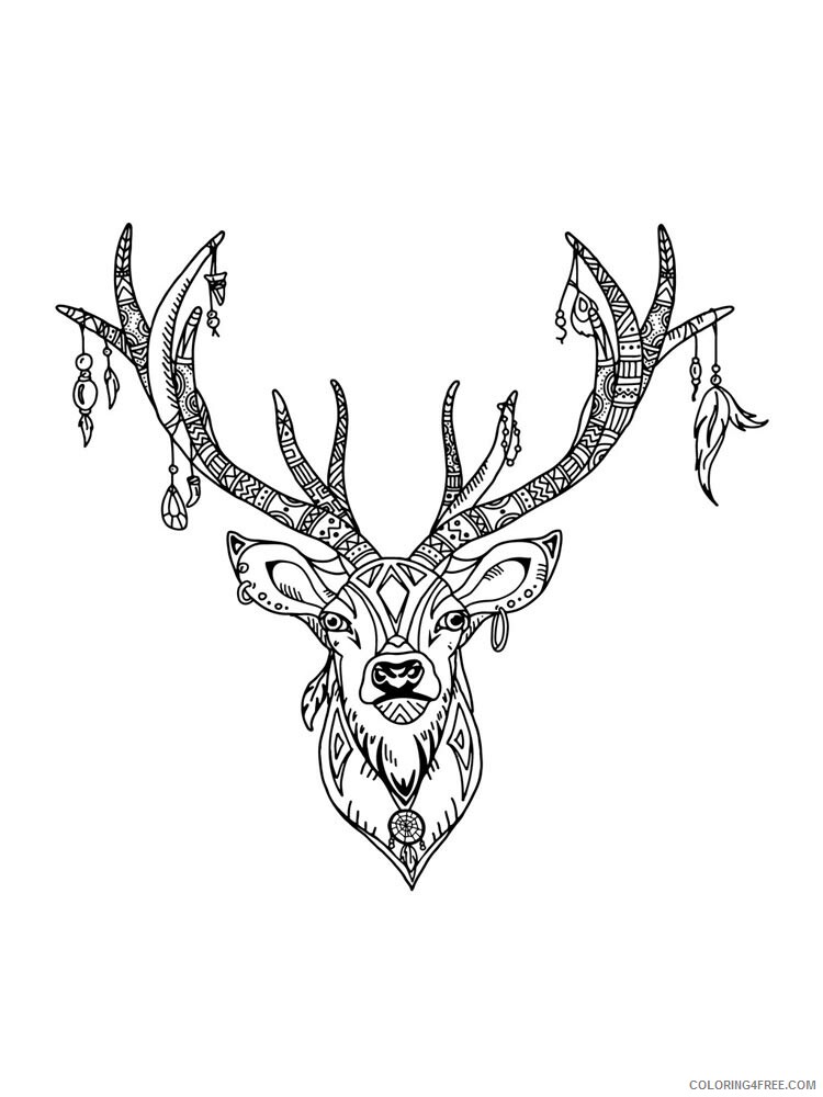 Deer Head Coloring Pages Animal Printable Sheets deer head 4 2021 1467 Coloring4free
