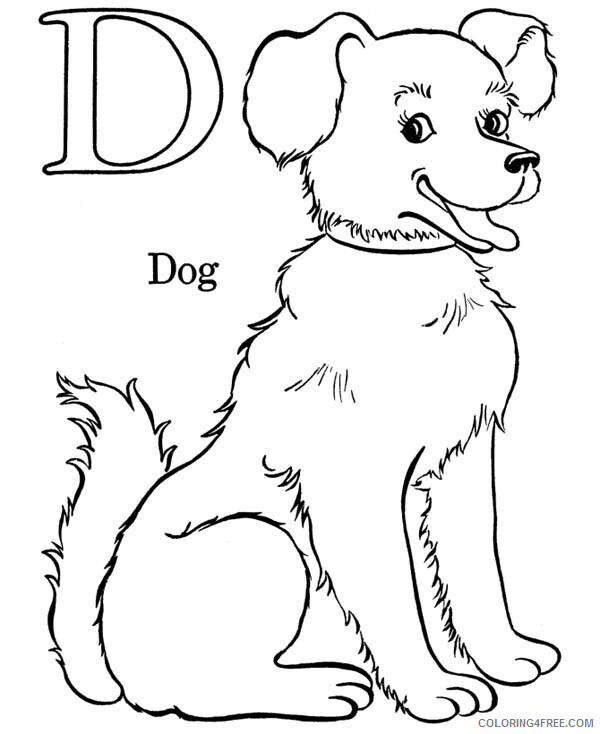Dogs Coloring Pages Animal Printable Sheets Alphabet Letter D for Dog 2021 1499 Coloring4free