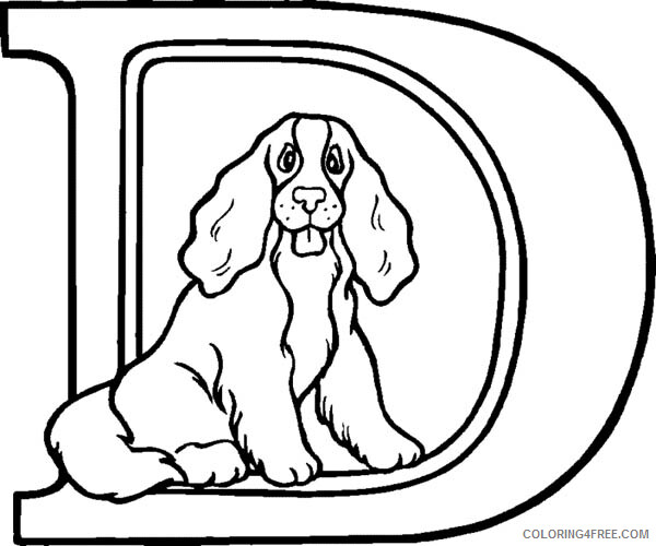 Dogs Coloring Pages Animal Printable Sheets Big Letter D for Dog 2021 1505 Coloring4free