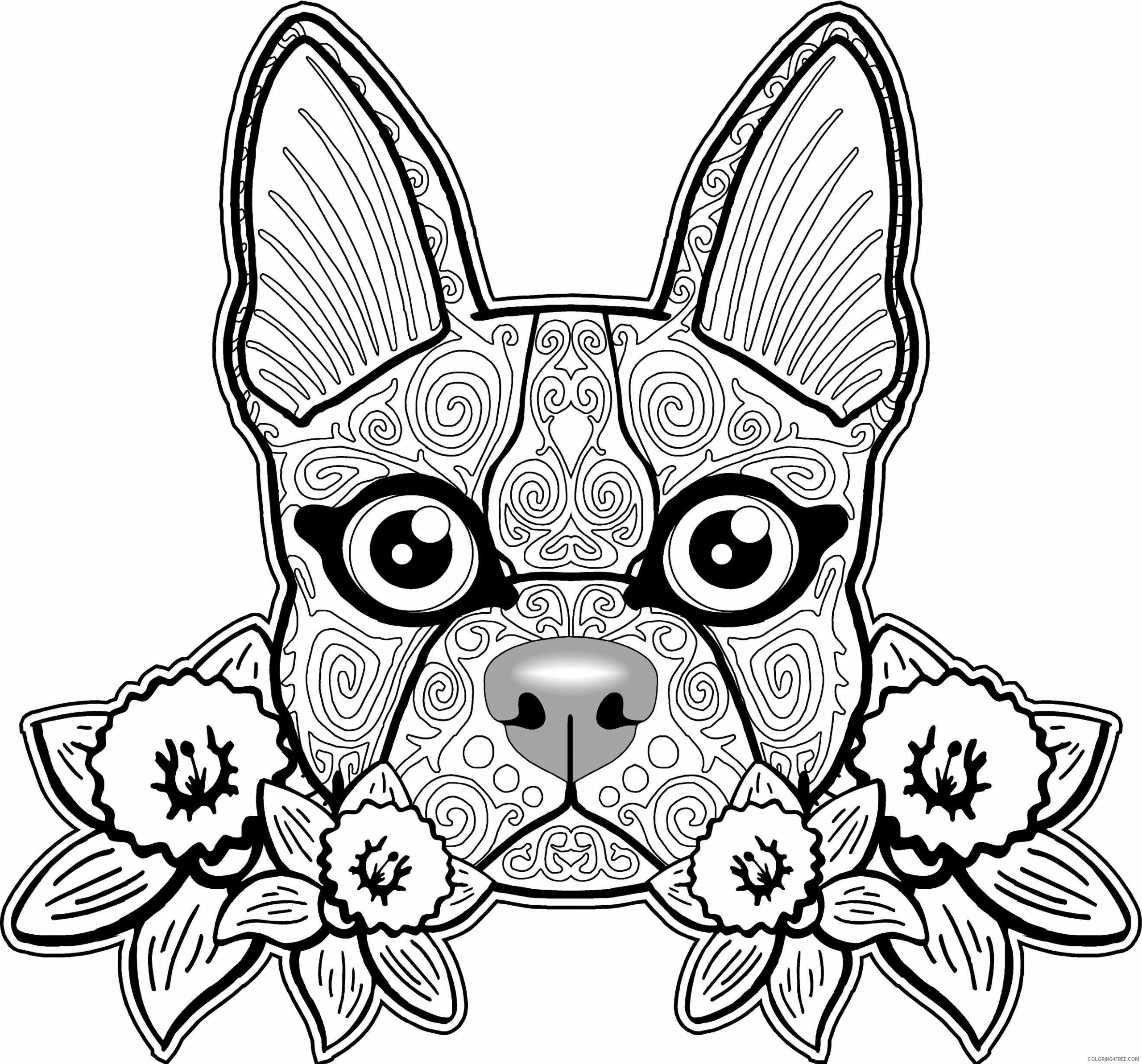 Dogs Coloring Pages Animal Printable Sheets Dog Sugar Skull 2021 1587 Coloring4free