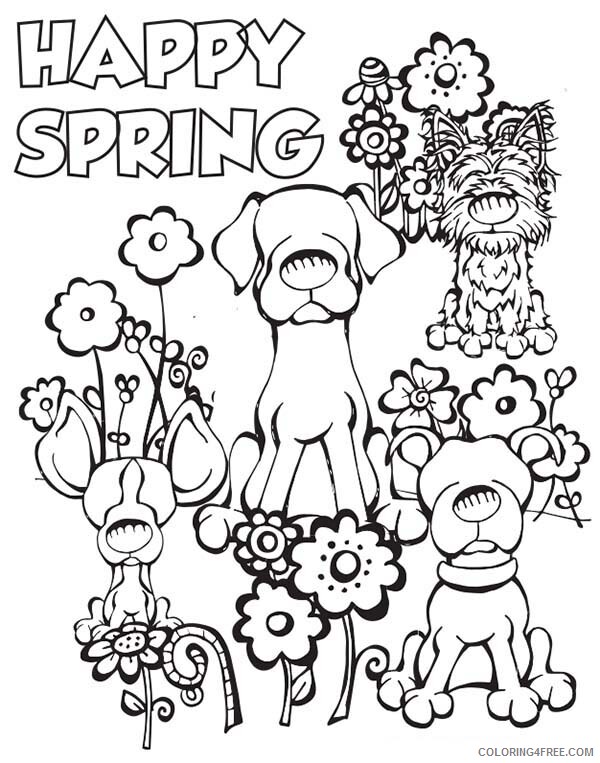 Dogs Coloring Pages Animal Printable Sheets Happy Spring Dogs 2021 1597 Coloring4free