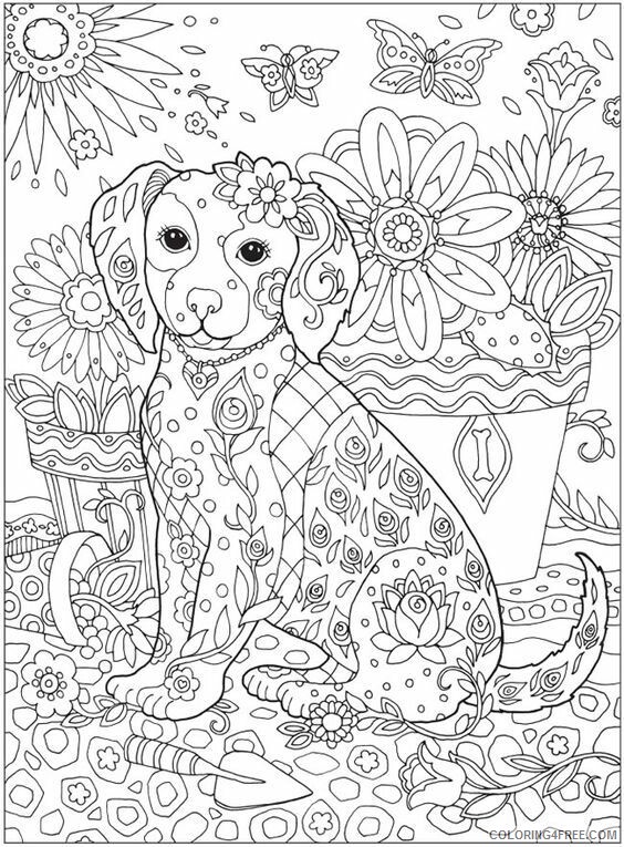 Dogs Coloring Pages Animal Printable Sheets Mindfulness Animal Dog 2021 1612 Coloring4free