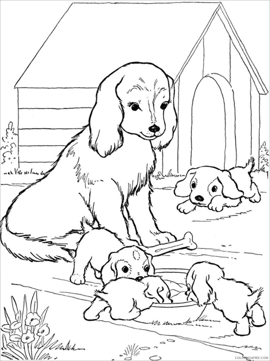 Dogs Coloring Pages Animal Printable Sheets Moms and Baby Dog 2021 1613 Coloring4free