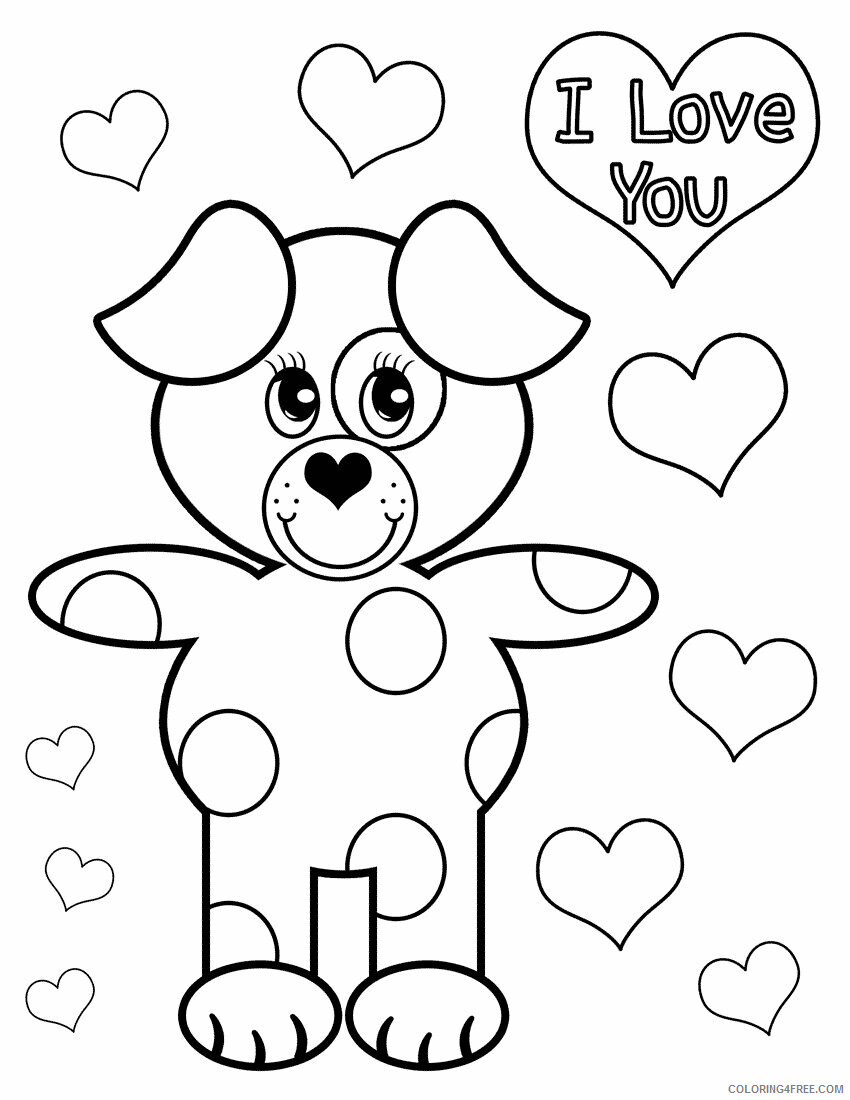 Dogs Coloring Pages Animal Printable Sheets Valentines Day Doggy 2021 1628 Coloring4free