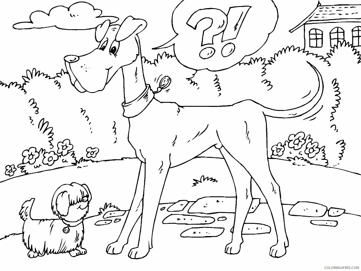 Dogs Coloring Pages Animal Printable Sheets big dog small dog 2021 1504 Coloring4free