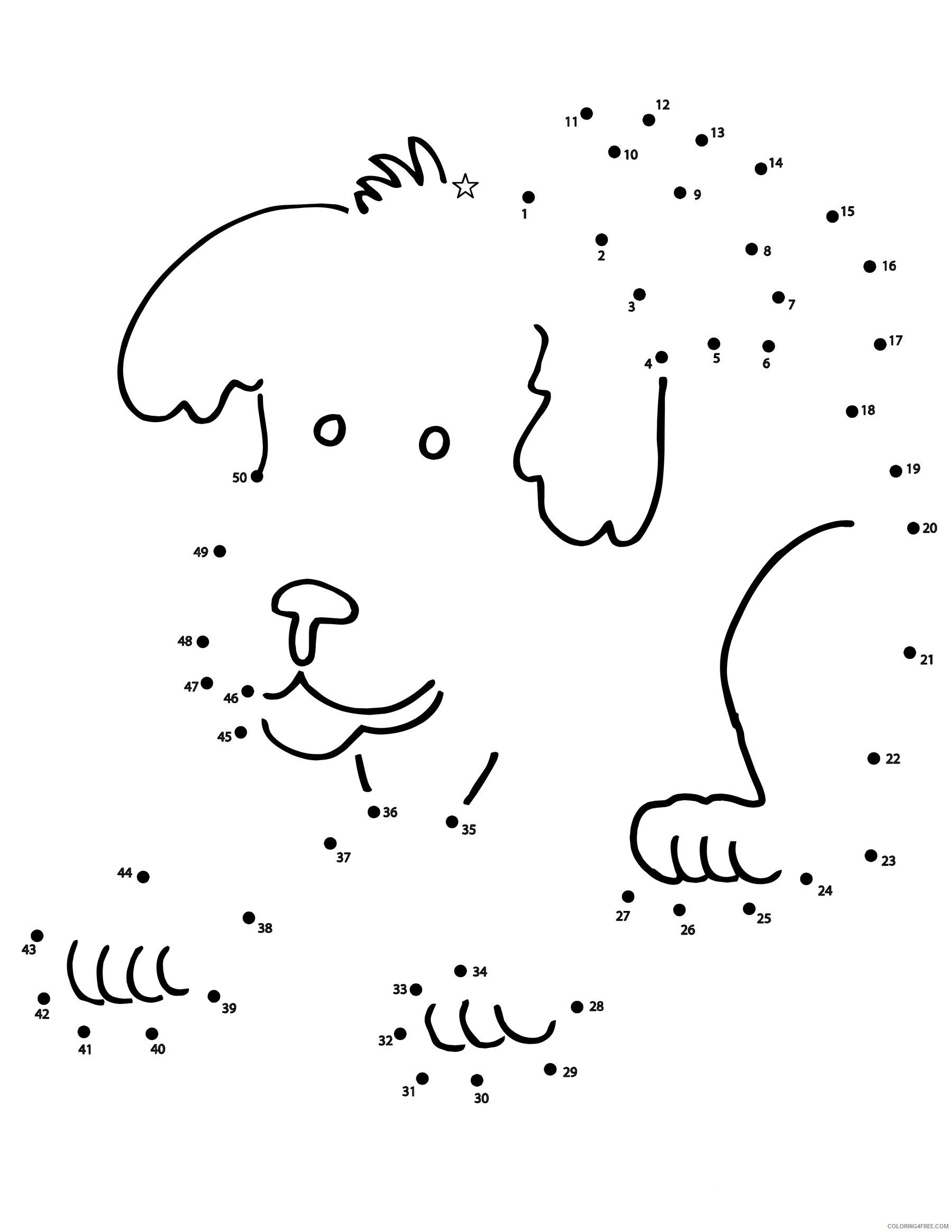 Dogs Coloring Pages Animal Printable Sheets dot dog 1 2021 1590 Coloring4free