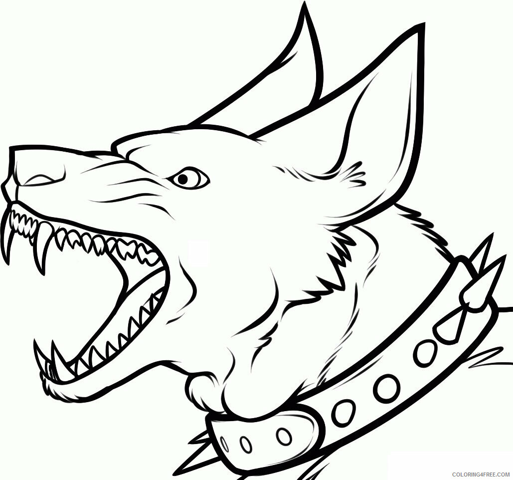 Dogs Coloring Pages Animal Printable Sheets fierce dog 2021 1591 Coloring4free