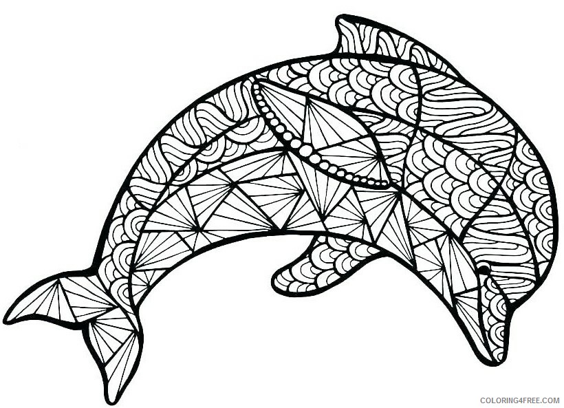 Dolphin Coloring Pages Animal Printable Sheets Dolphin Animal Mandala 2021 1649 Coloring4free Coloring4free Com