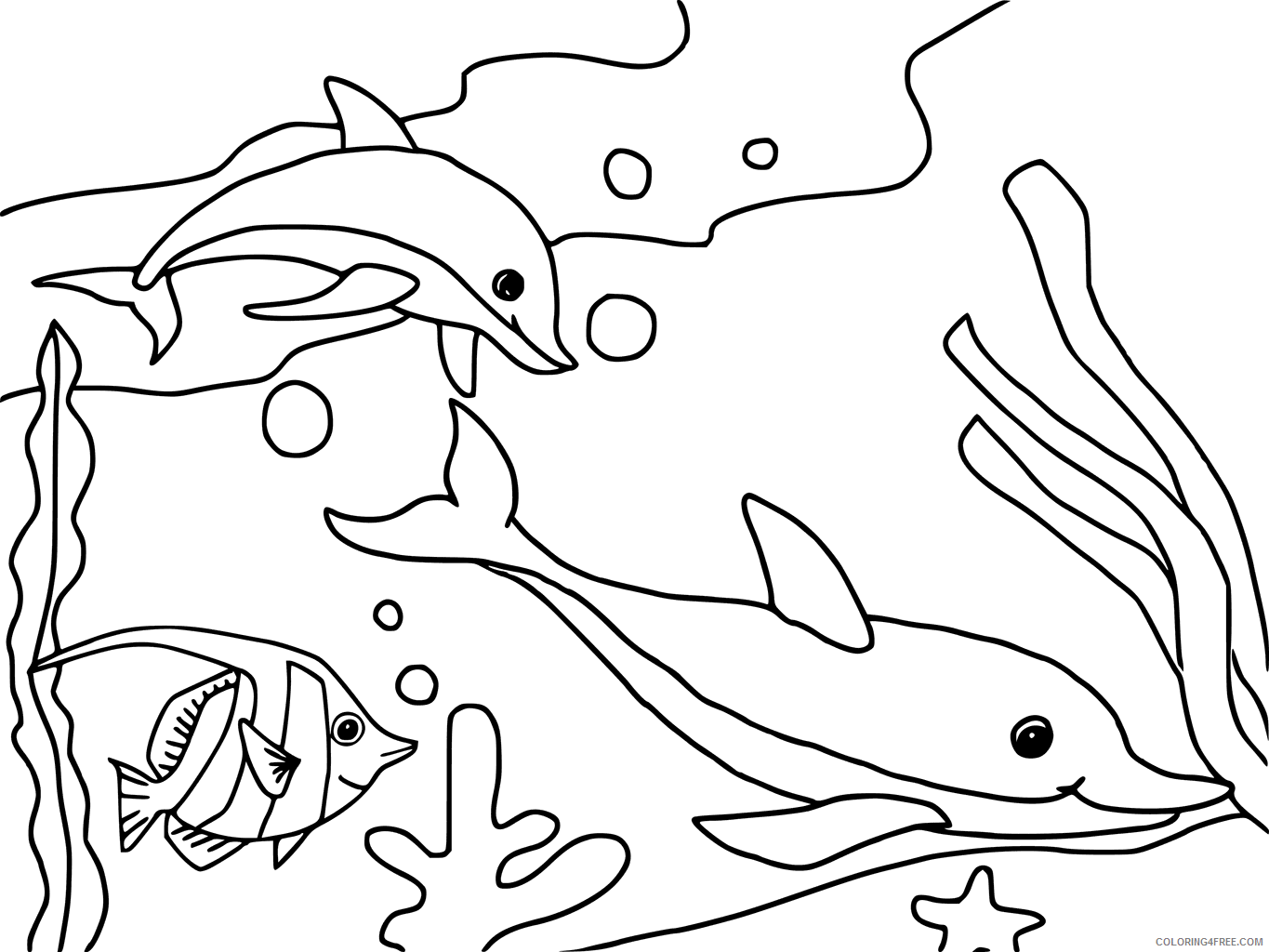 Dolphin Coloring Pages Animal Printable Sheets Dolphins in the Ocean 2021 1660 Coloring4free