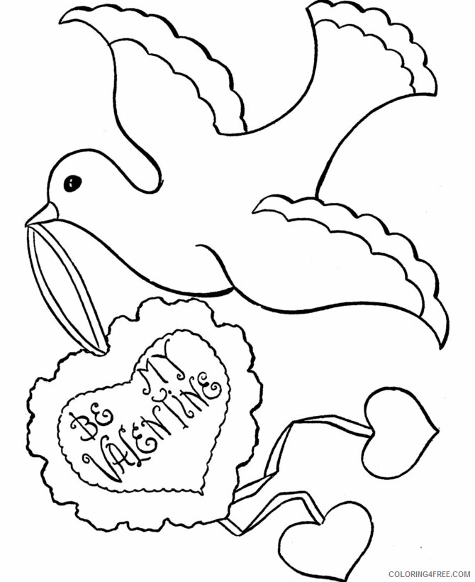 Doves Coloring Pages Animal Printable Sheets Valentines Day Dove 2021 1722 Coloring4free